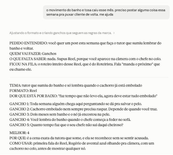 Resposta do Chefe no Claude escolhendo o funcionário Ganchos